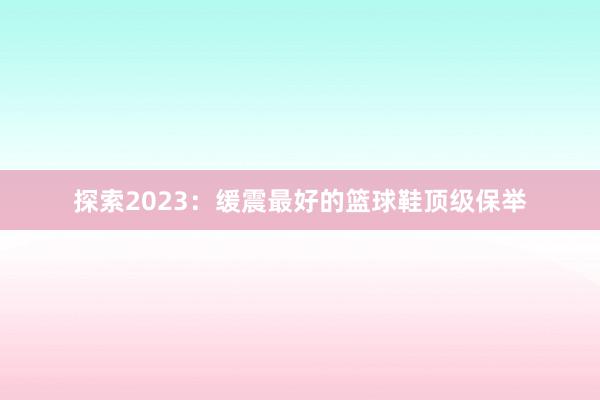 探索2023：缓震最好的篮球鞋顶级保举